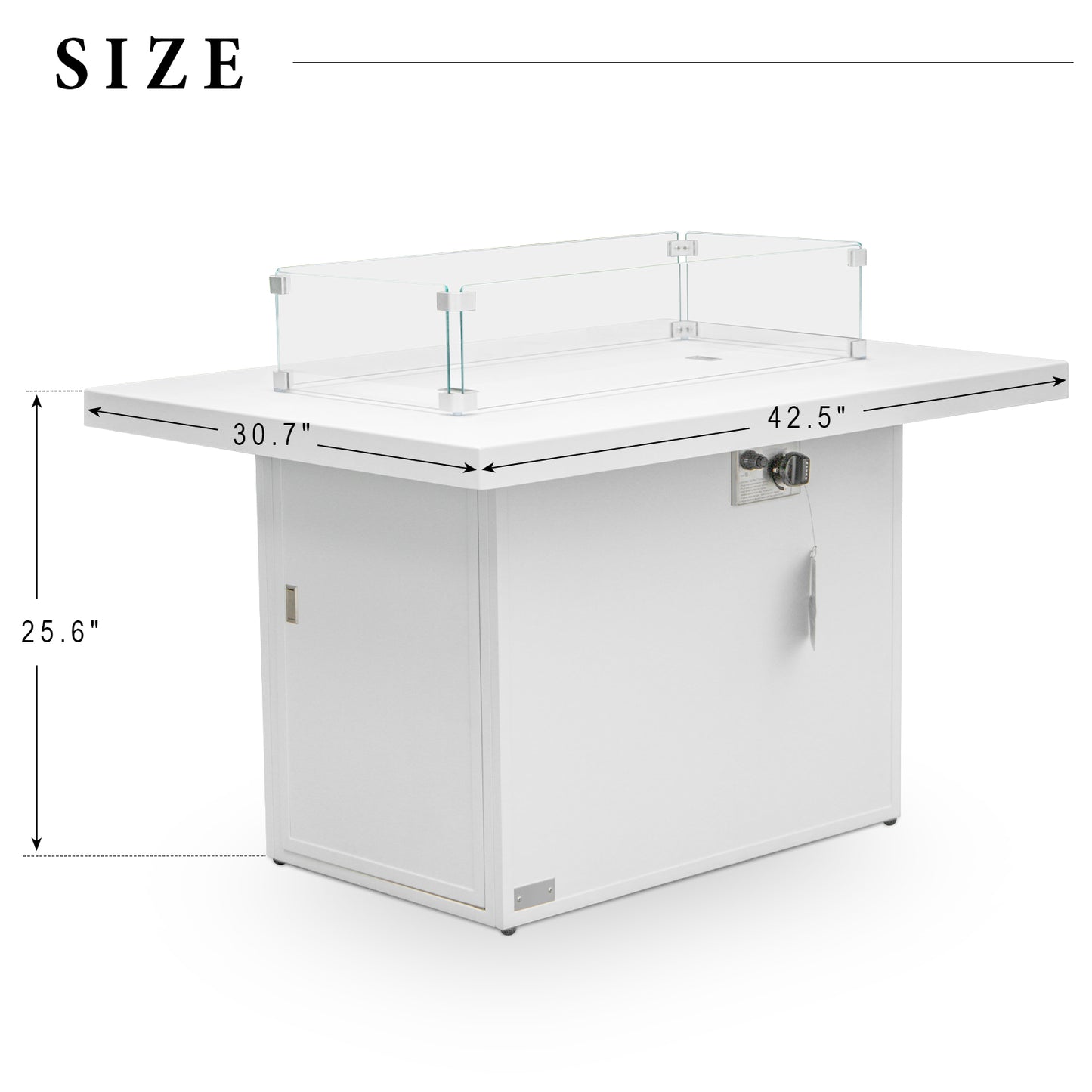 RADIATA Outdoor 43'' Rectangular White Aluminum Propane Fire Pit Table 55,000 BTU Output Safe Certified