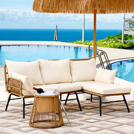RADIATA Patio Boho Furniture sets Wicker Outdoor Sofa Conversation Set, Natural