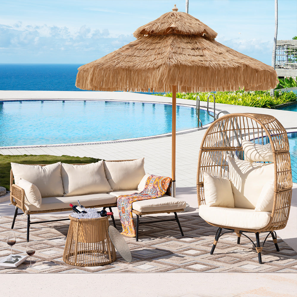 RADIATA Patio Boho Furniture sets Wicker Outdoor Sofa Conversation Set, Natural