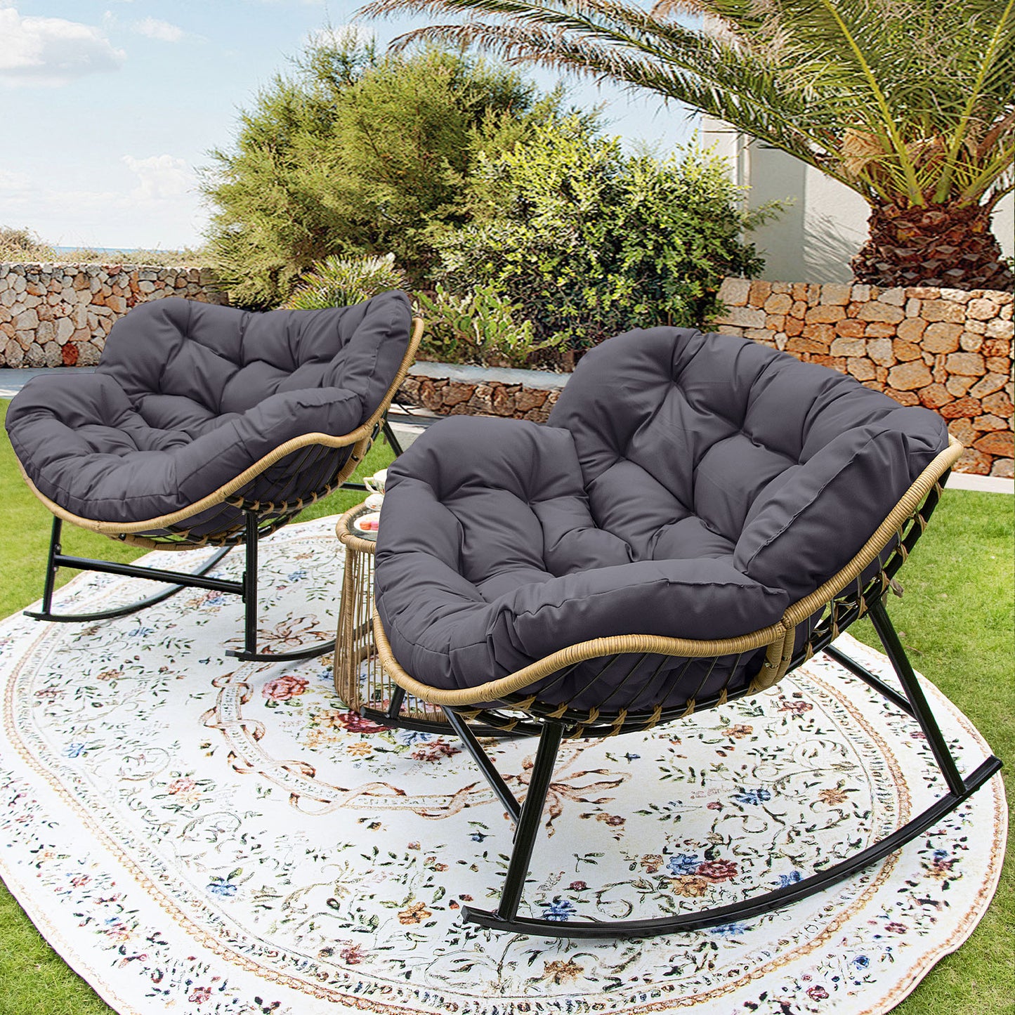 RADIATA Outdoor Indoor Papasan Rocking Chair Oversized Wicker Royal Rocking Chair