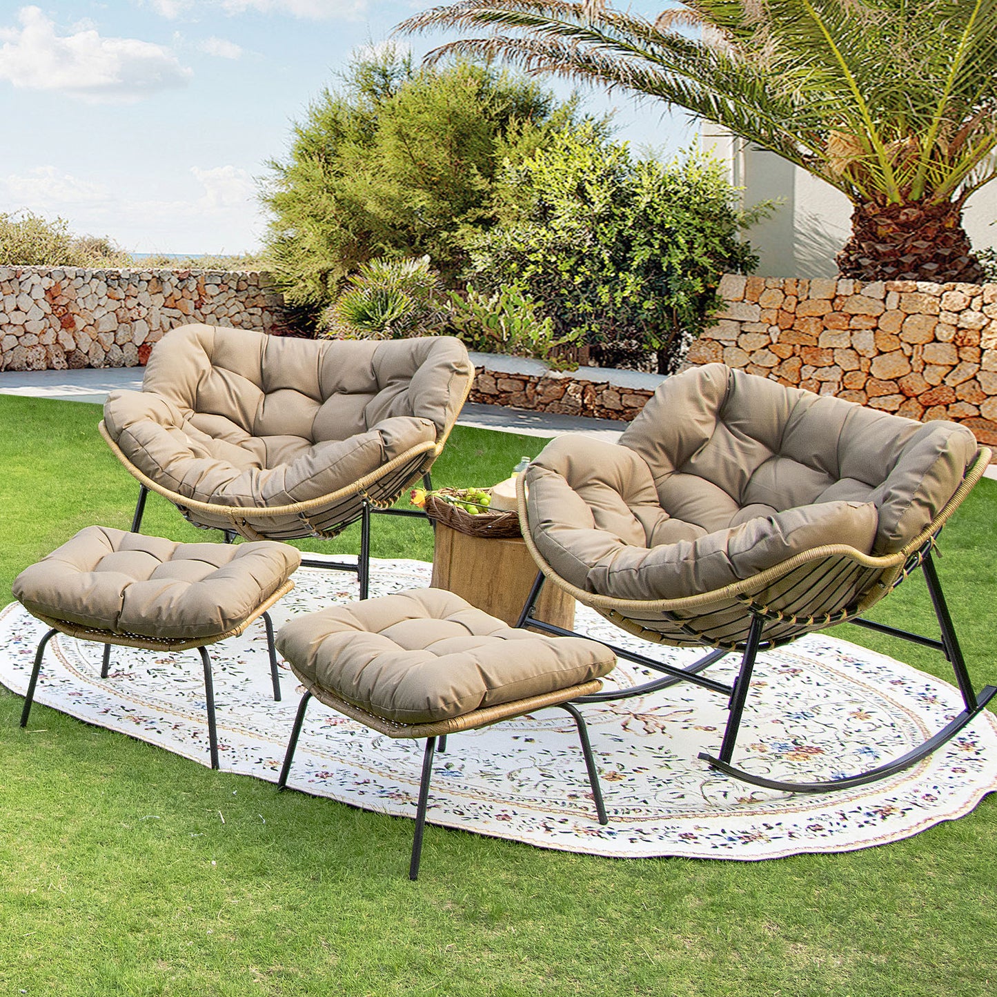 RADIATA Outdoor Indoor Papasan Rocking Chair Oversized Wicker Royal Rocking Chair