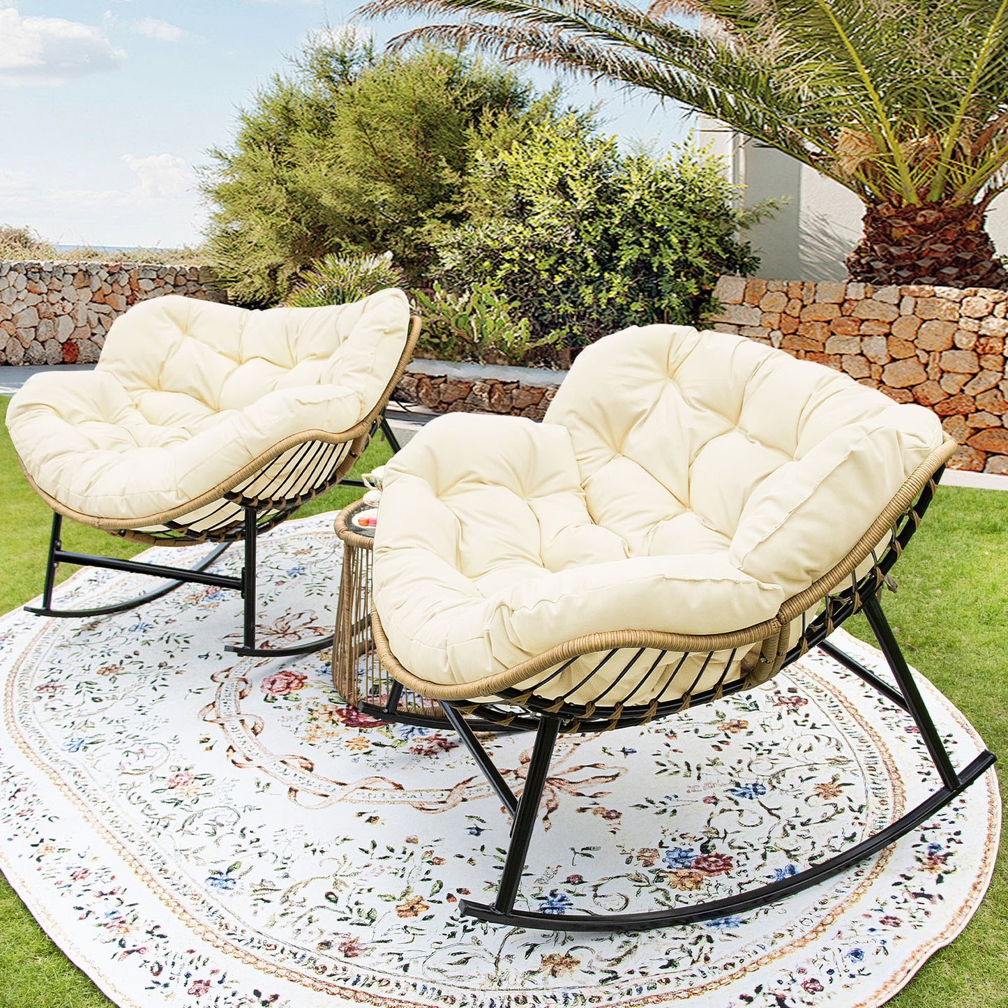 RADIATA Outdoor Indoor Papasan Rocking Chair Oversized Wicker Royal Rocking Chair