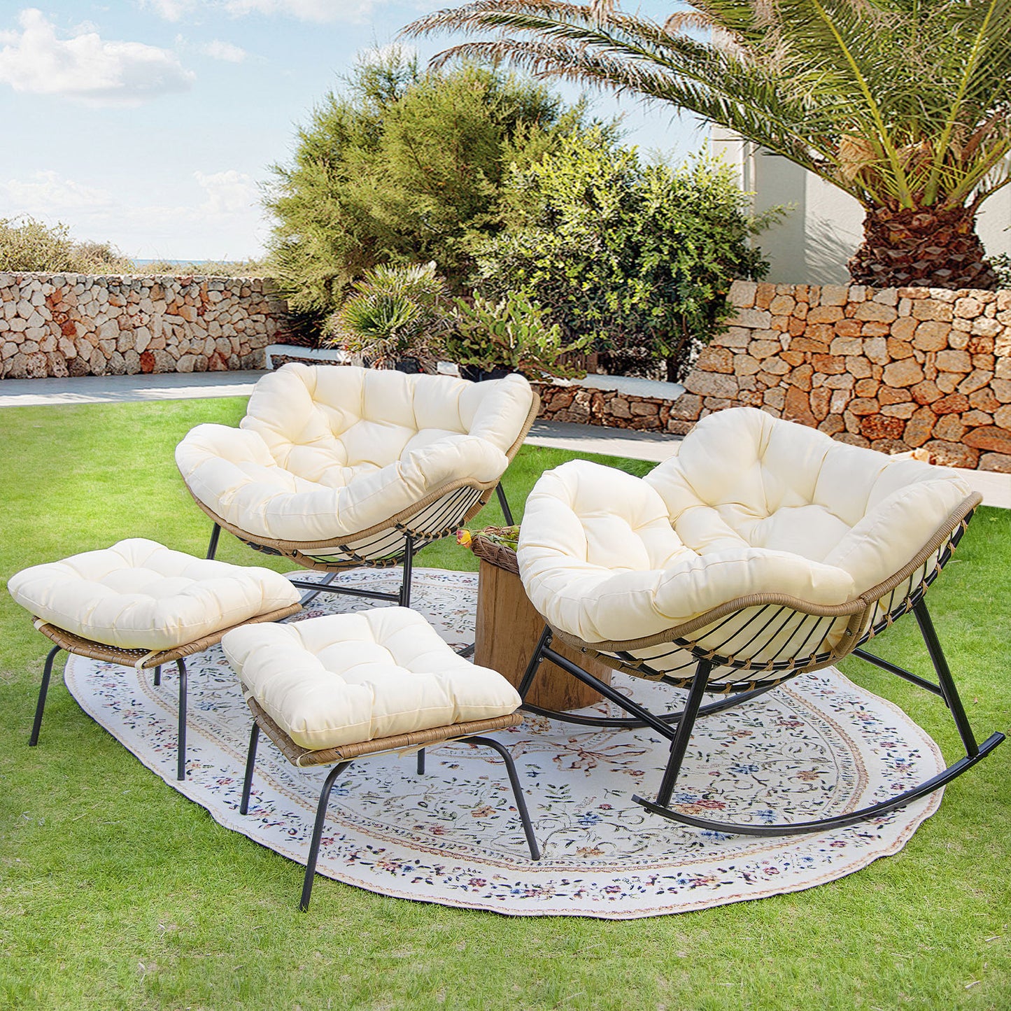RADIATA Outdoor Indoor Papasan Rocking Chair Oversized Wicker Royal Rocking Chair