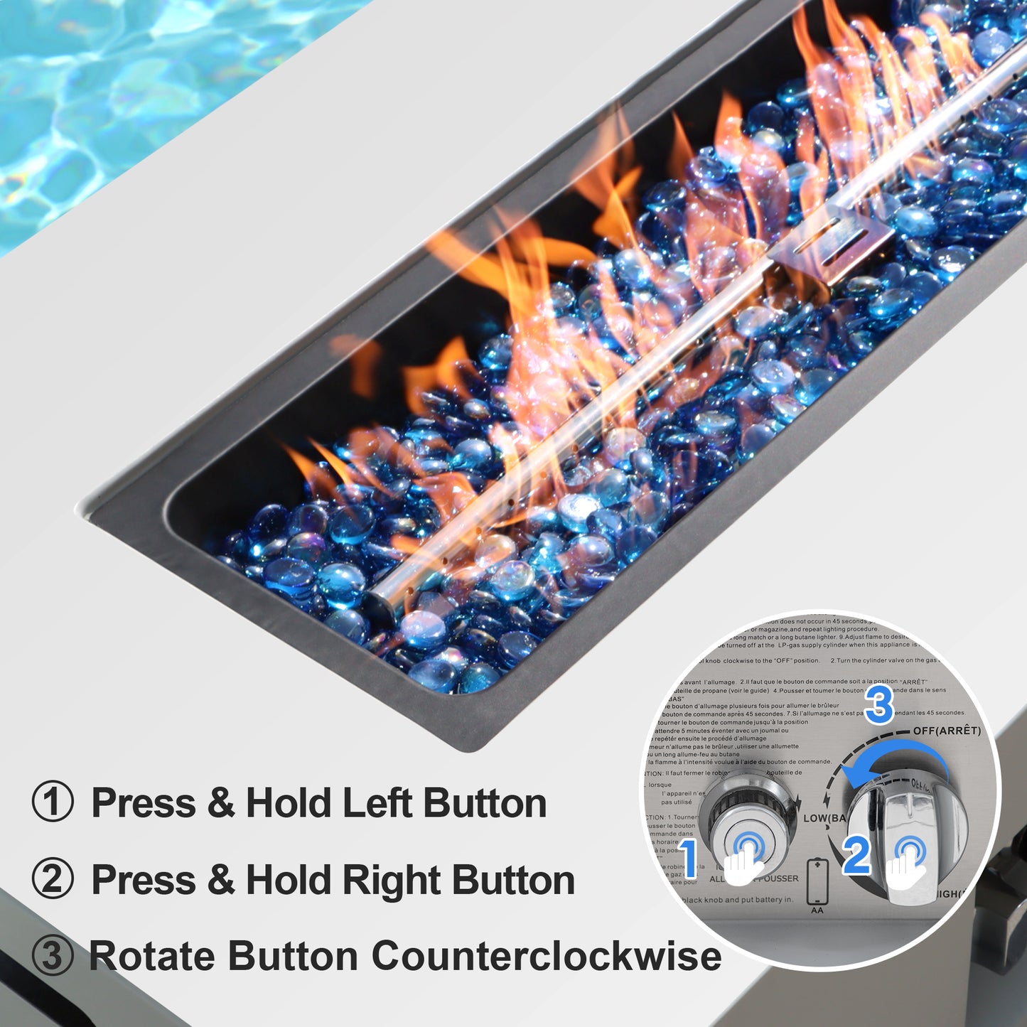 RADIATA 42" Rectangular Fire Pit Table with Tank Table, 50000BTU Patio Fire Pit Table with Rain Cover, Outdoor Natural Gas/Propane Firepit Table