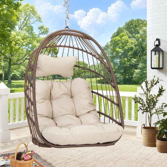 RADIATA Hanging Egg Chair Without Stand,Wicker Swing Egg Chair with Cushion, 350 lbs Capacity, Indoor Outdoor Ceiling or Tree Hanging Chair for Patio, Bedroom, Porch