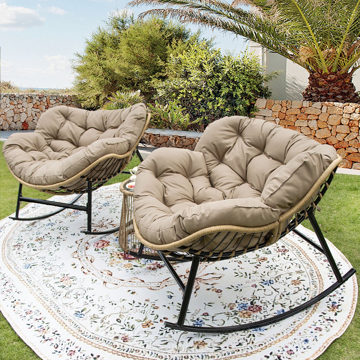 RADIATA Outdoor Indoor Papasan Rocking Chair Oversized Wicker Royal Rocking Chair