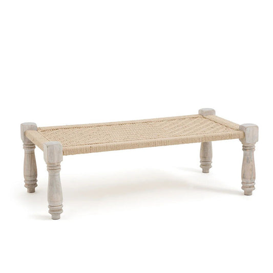 Rope & Mango Wood Indian Bench