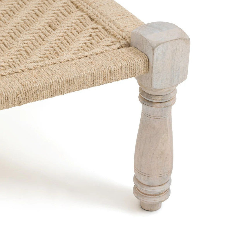Rope & Mango Wood Indian Bench