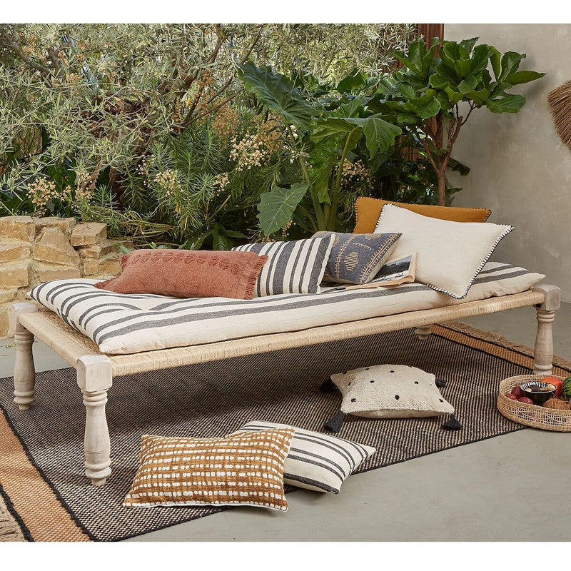 Rope & Mango Wood Indian Bench