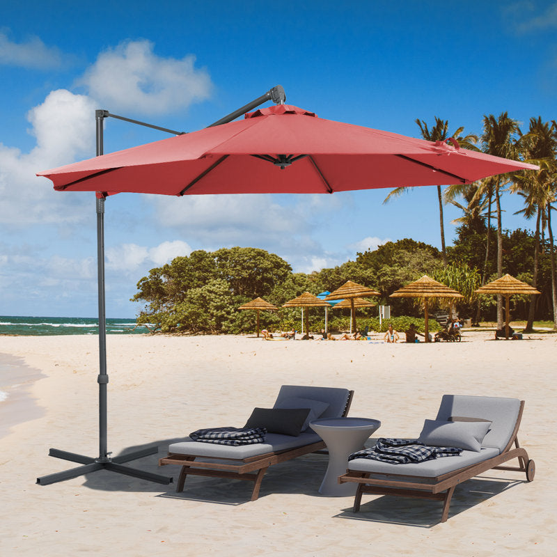 118.08'' Cantilever Umbrella with Cross Base for Garden Deck Pool Backyard