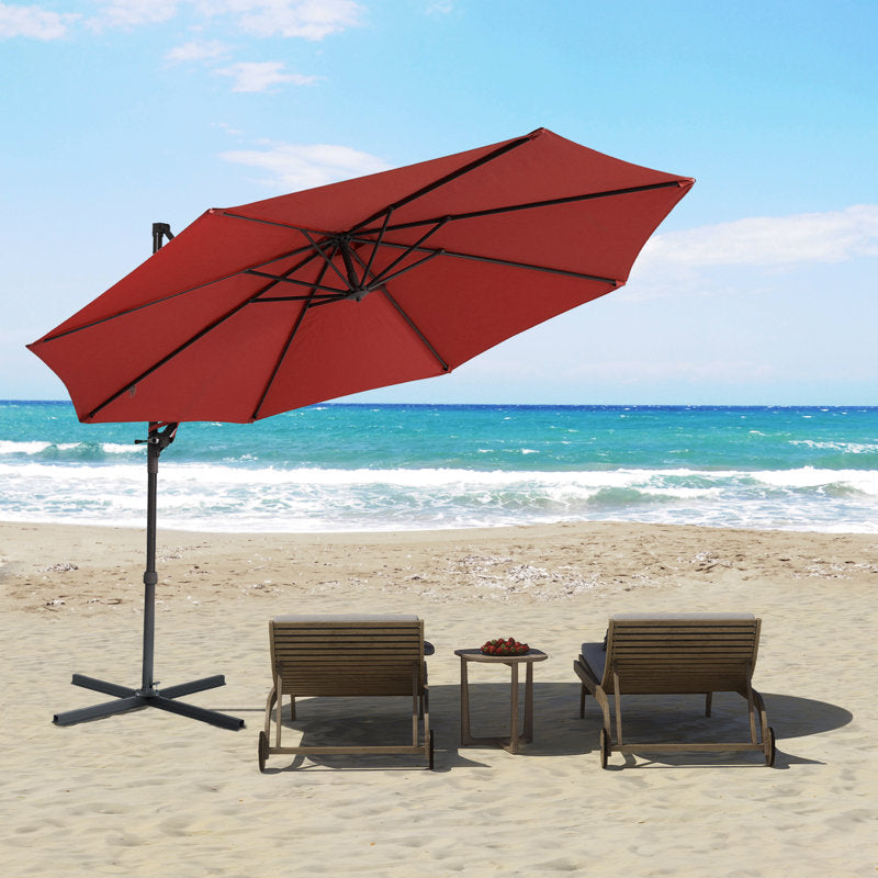 118.08'' Cantilever Umbrella with Cross Base for Garden Deck Pool Backyard