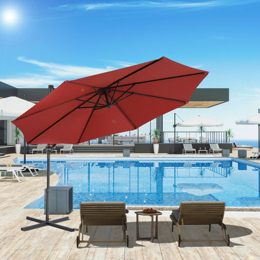 118.08'' Cantilever Umbrella with Cross Base for Garden Deck Pool Backyard