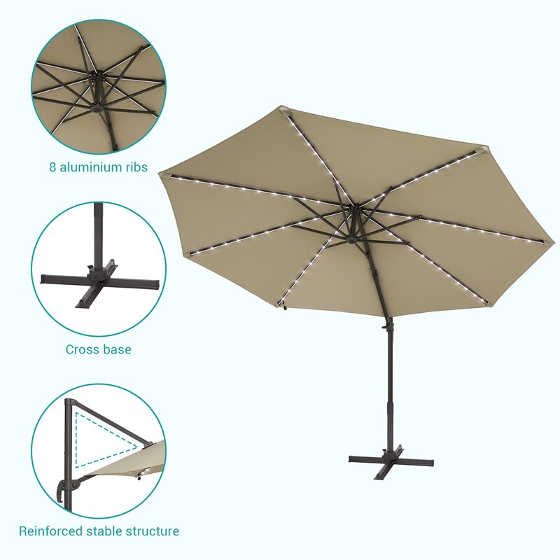 120'' Lighted Cantilever Umbrella