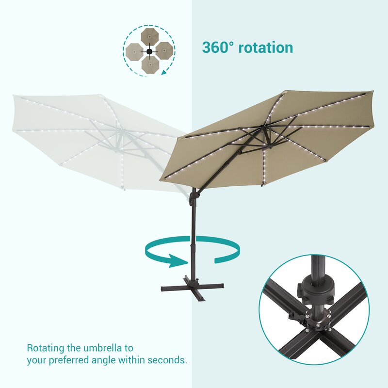 120'' Lighted Cantilever Umbrella