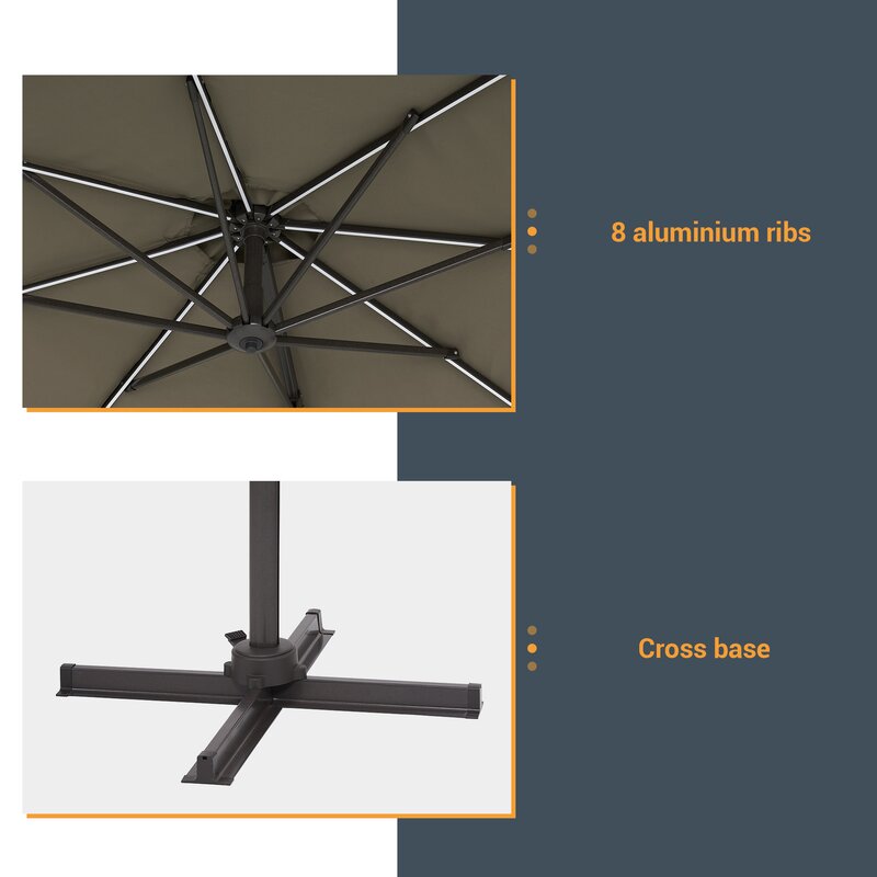 120'' Lighted Cantilever Umbrella