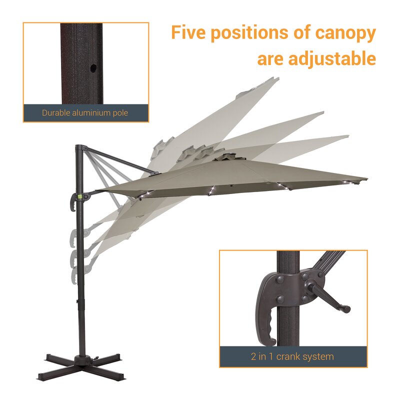 120'' Lighted Cantilever Umbrella
