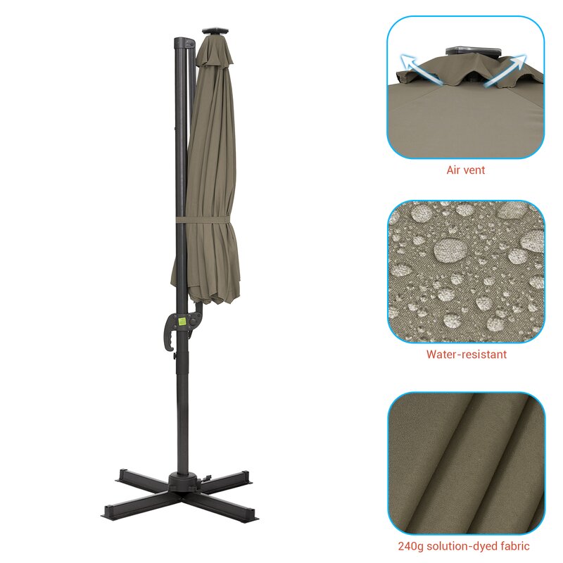 120'' Lighted Cantilever Umbrella
