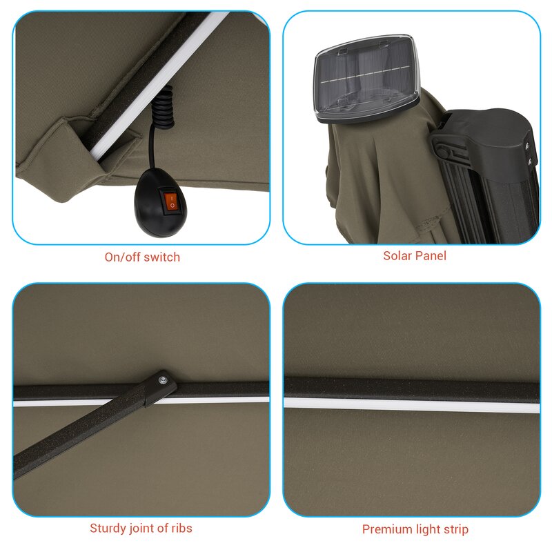 120'' Lighted Cantilever Umbrella