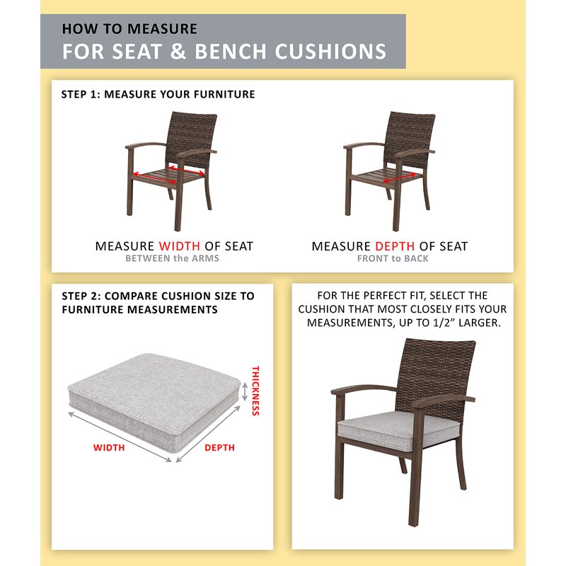 Outdoor 4'' Dining Chair Seat Cushion (Set of 2)