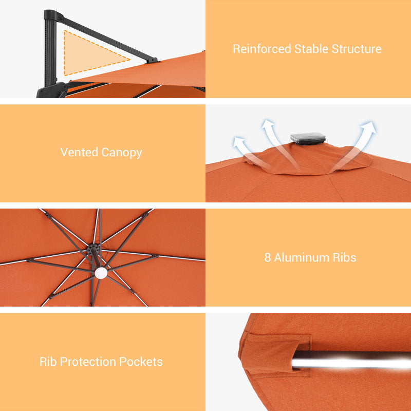 132'' Lighted Cantilever Umbrella