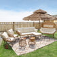 RADIATA Outdoor BOHO Natural Wicker Patio Furniture Set with Beige Cushions