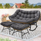 RADIATA Brown Double Outdoor Rocking Chair,2 Person Patio Rocking Egg Chair with Thick Cushion