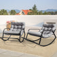 RADIATA Beige Oversized Indoor Outdoor Rocking Papasan Lounge Reclining Chair with Footrest 1 PC