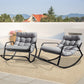 RADIATA Oversized Papasan Rocking Recliner Chair with Footrest, 450lbs Wicker Lounge Chair for Indoor Outdoor Patio, Living Room, Beige