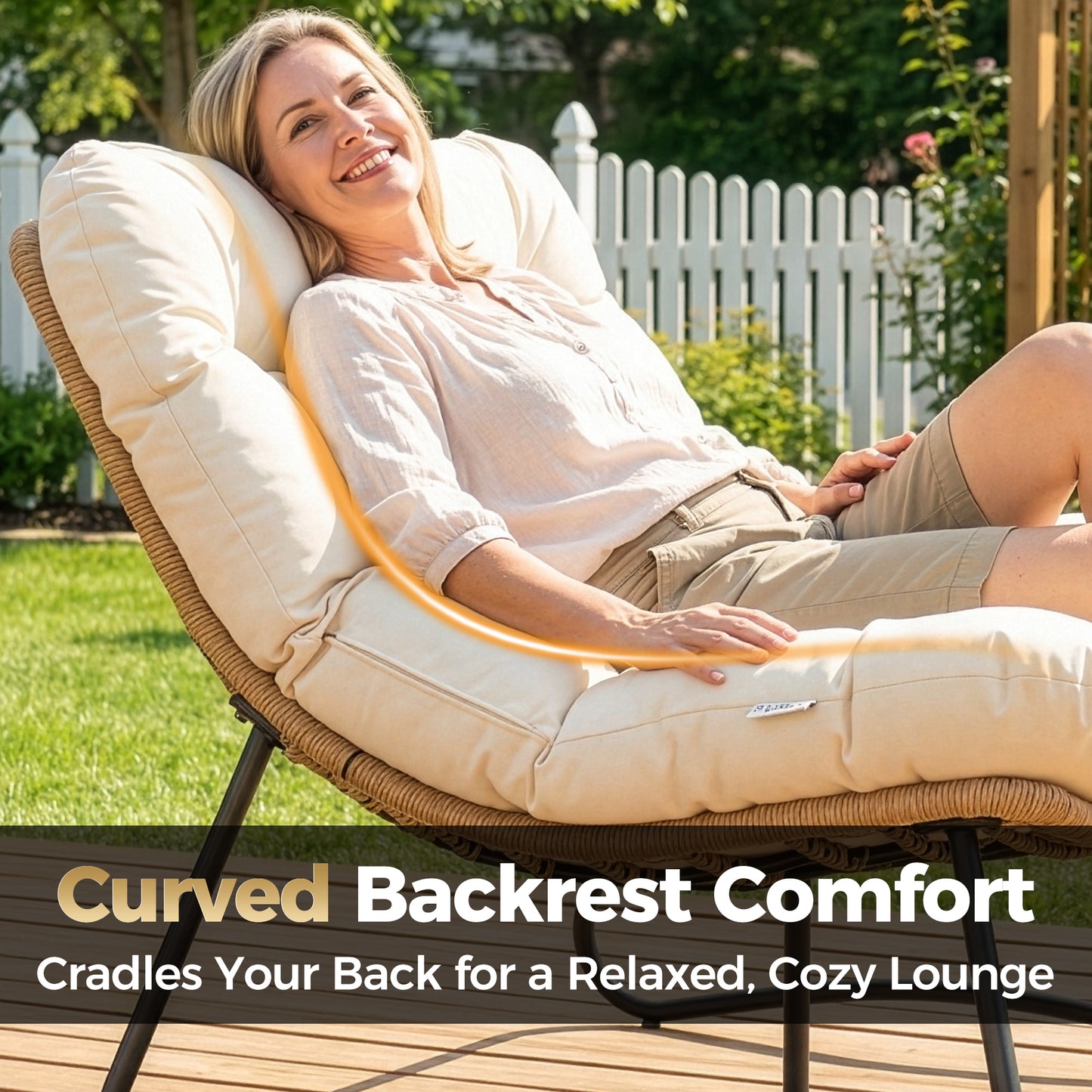 Radiata Patio Loveseat, Outdoor Loveseat, Double Papasan Lounge Chair, Outdoor Wicker Loveseat – 5.5" Thick Cushion, 600 Lb Capacity,Dark Gray