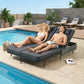 RADIATA 51.2" 2-Person Outdoor Double Chaise Lounge Outdoor Daybed With Independent 5-Position Backrests, 4.1" Cushions, 800 lb Capacity, Patio Chaise Lounge Chair,Dark Gray
