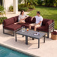 RADIATA 6pcs Outdoor Aluminum Furniture Set with 29" Seats, Oversized Modular Conversation Set Sectional Sofa, 500 lb Capacity,4" Cushions, 2 Corner&2 Armless Chairs&2 Tables