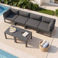 RADIATA 6pcs Outdoor Aluminum Furniture Set with 29" Seats, Oversized Modular Conversation Set Sectional Sofa, 500 lb Capacity,4" Cushions, 2 Corner&2 Armless Chairs&2 Tables