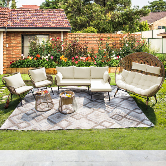 RADIATA Patio Boho Furniture sets Wicker Outdoor Sofa Conversation Set, Natural
