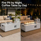 RADIATA 42" Rectangular Fire Pit Table with Tank Table, 50000BTU Patio Fire Pit Table with Rain Cover, Outdoor Natural Gas/Propane Firepit Table