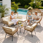 RADIATA Patio Boho Furniture sets Wicker Outdoor Sofa Conversation Set, Natural