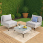 Radiata Modular Patio Furniture Set with Fire Pit Table, Outdoor Sectional High Back Wicker Couch Set, Grey Cushions