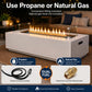 RADIATA 42" Rectangular Fire Pit Table with Tank Table, 50000BTU Patio Fire Pit Table with Rain Cover, Outdoor Natural Gas/Propane Firepit Table