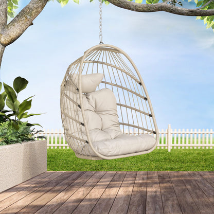 RADIATA Wicker Swing Egg Chair Without Stand Indoor Outdoor Folding Hanging Egg Chair 350 lbs