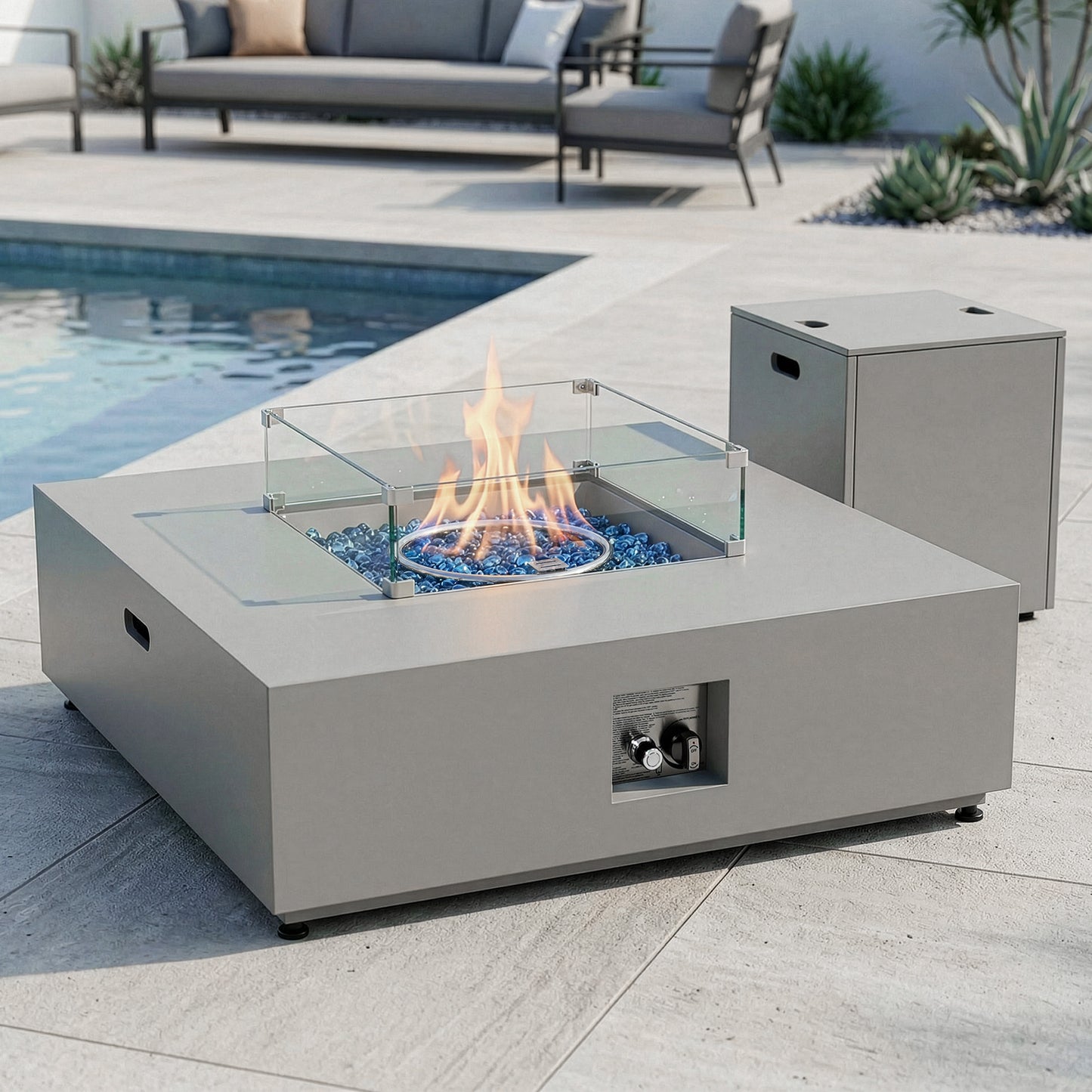 RADIATA  Propane Fire Pit Table, Dual Fuel Natural Gas Fire Pit Convertible, 50,000 BTU Outdoor Fire Pit Table for Outside Patio