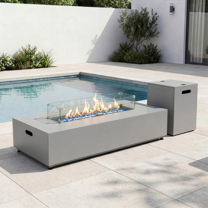 RADIATA  Propane Fire Pit Table, Dual Fuel Natural Gas Fire Pit Convertible, 50,000 BTU Outdoor Fire Pit Table for Outside Patio