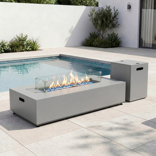 RADIATA  Propane Fire Pit Table, Dual Fuel Natural Gas Fire Pit Convertible, 50,000 BTU Outdoor Fire Pit Table for Outside Patio