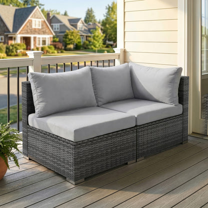 RADIATA 2-Piece Patio Furniture Set, Heavy-Duty 500 lbs Outdoor Sectional, L-Shaped Wicker Sofa with 1 Corner & 3 Armless Chairs for Porch, Deck, Backyard