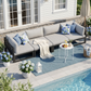 RADIATA 4pcs Outdoor Oversized Aluminum Furniture Set with 29" Seats, Modular Conversation Set Sectional Sofa set with 500 lb Capacity,4" Cushions, 2 Corner & 2 Armless Chairs, Gray&Dark Gray