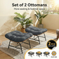 RADIATA 2Pcs Footrest Stool for Egg Chair Outdoor, Boho Portable Comfy Ottoman with Thick Cotton Cushion Padded Sofa Stool with Metal Frame for Lazy Chair, Living Room & Bedroom,Gray
