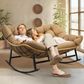 RADIATA Brown Double Outdoor Rocking Chair,2 Person Patio Rocking Egg Chair with Thick Cushion