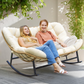 RADIATA Brown Double Outdoor Rocking Chair,2 Person Patio Rocking Egg Chair with Thick Cushion