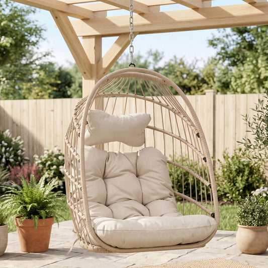 RADIATA Wicker Swing Egg Chair Without Stand Indoor Outdoor Folding Hanging Egg Chair 350 lbs