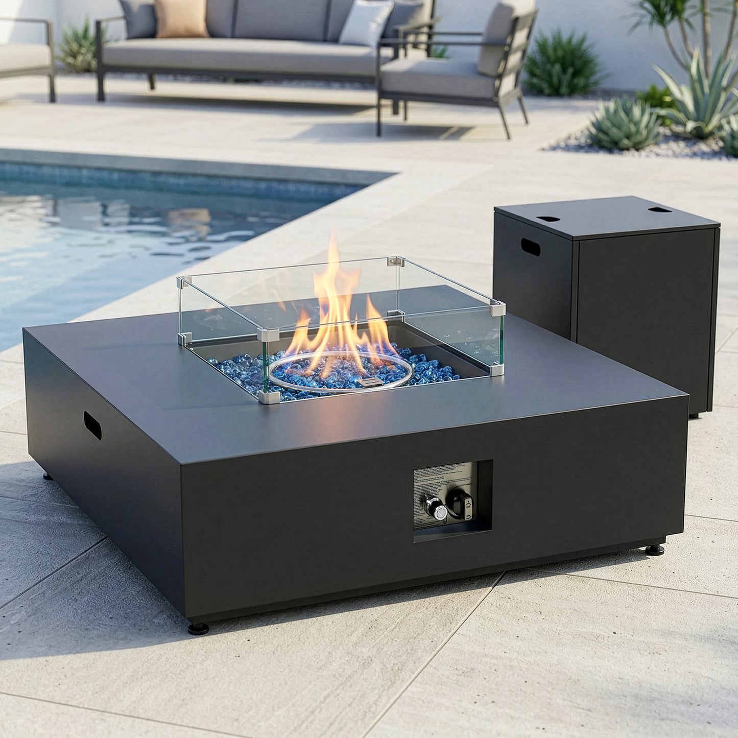 RADIATA  Propane Fire Pit Table, Dual Fuel Natural Gas Fire Pit Convertible, 50,000 BTU Outdoor Fire Pit Table for Outside Patio