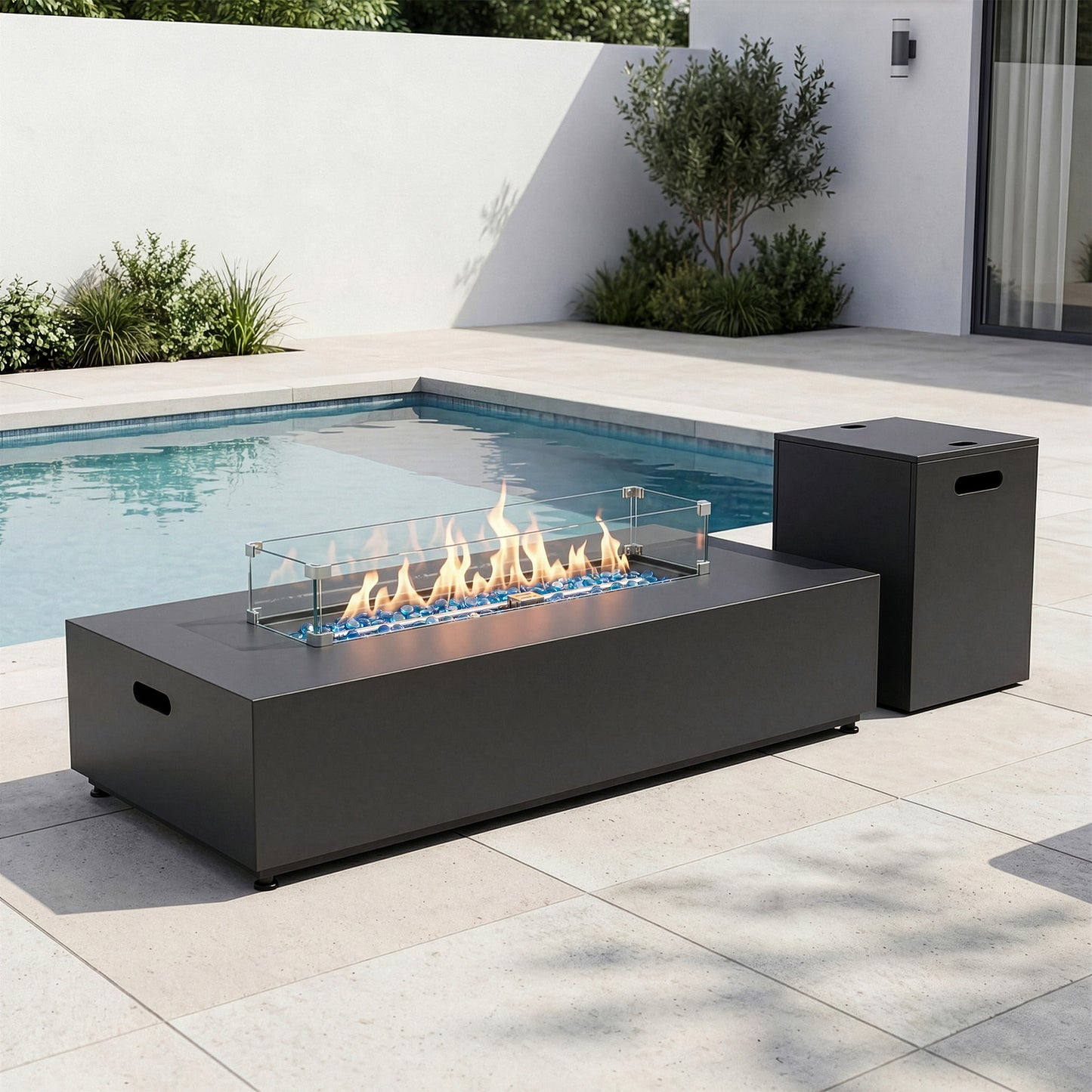RADIATA  Propane Fire Pit Table, Dual Fuel Natural Gas Fire Pit Convertible, 50,000 BTU Outdoor Fire Pit Table for Outside Patio
