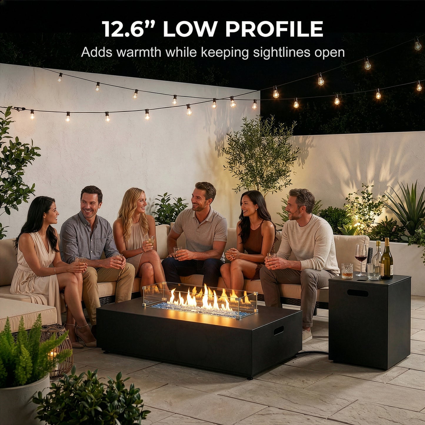 RADIATA  Propane Fire Pit Table, Dual Fuel Natural Gas Fire Pit Convertible, 50,000 BTU Outdoor Fire Pit Table for Outside Patio
